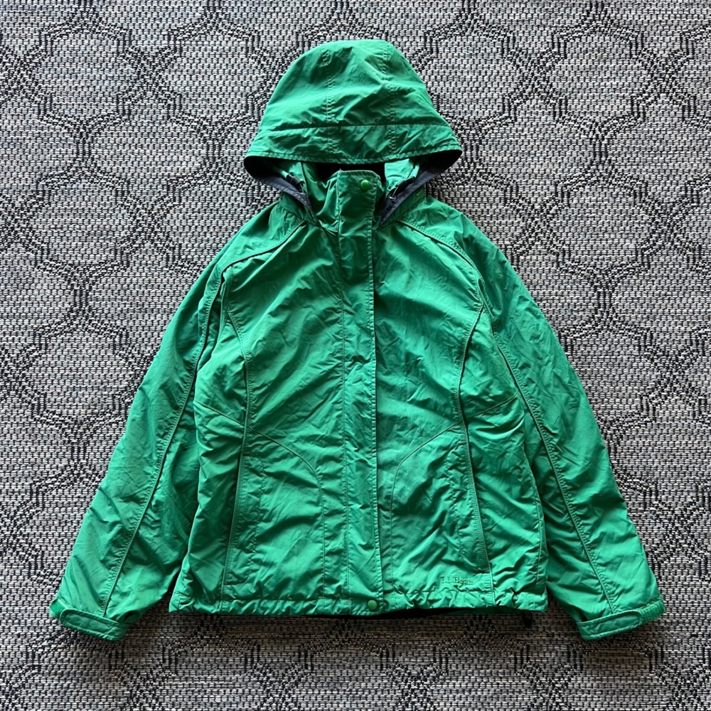 LL Bean Jacket Womens Medium Green Fleece 3-in-1 Hooded Outdoor Gorpcore